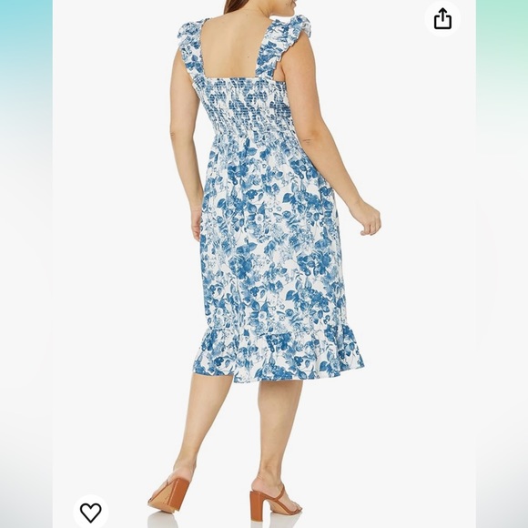 NWT - The Drop Women's Kimi Ruffled-Shoulder Smocked Midi Dress - Picture 8 of 8